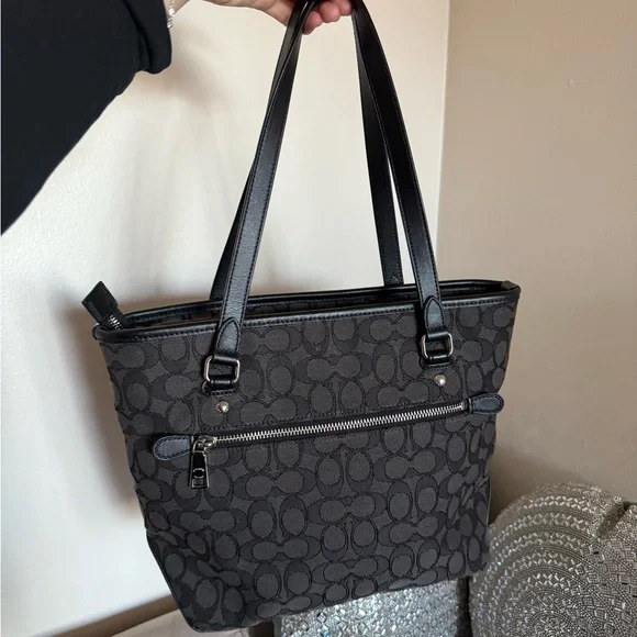 Coach Charcoal and Black Signature Tote - Picture 2 of 10